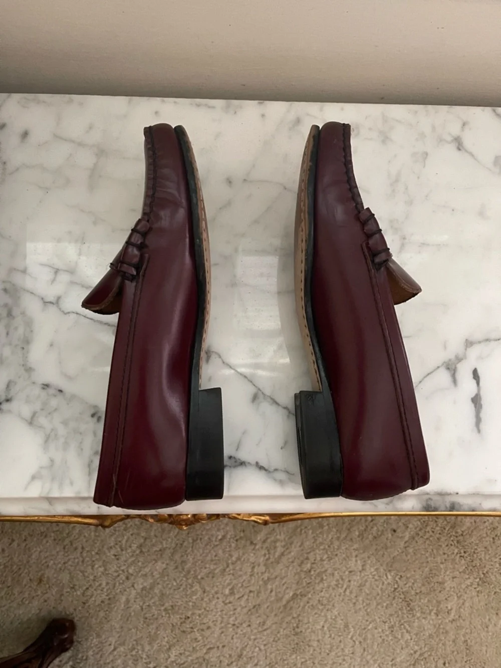 Vintage Women’s Burgundy Leather Penny Loafers Size 5.5 - Picture 5 of 12